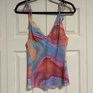 Aritzia mesh patterned colourful tank top